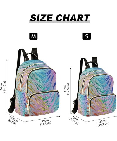 Backpack Purse for Women Rainbow Glam Glitter Animal Skin Casual Shoulder Bag Small Backpack S Medium $12.48 Backpacks