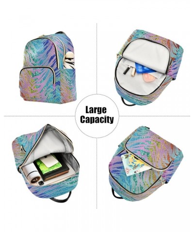 Backpack Purse for Women Rainbow Glam Glitter Animal Skin Casual Shoulder Bag Small Backpack S Medium $12.48 Backpacks