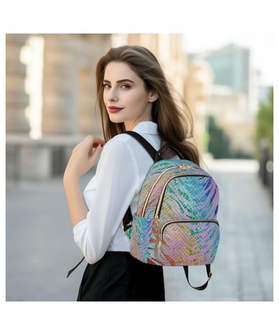 Backpack Purse for Women Rainbow Glam Glitter Animal Skin Casual Shoulder Bag Small Backpack S Medium $12.48 Backpacks