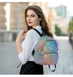 Backpack Purse for Women Rainbow Glam Glitter Animal Skin Casual Shoulder Bag Small Backpack S Medium $12.48 Backpacks