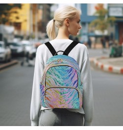 Backpack Purse for Women Rainbow Glam Glitter Animal Skin Casual Shoulder Bag Small Backpack S Medium $12.48 Backpacks