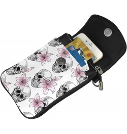 Small Crossbody Phone Bags for Women Leather Cell Phone Purse Lightweight Cell Phone Wallet Skull Head Flower $16.38 Crossbod...