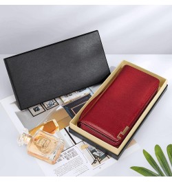 Long Wallet for Women Genuine Leather Zipper Wallet with 30 Card Slots|2 ID Windows|RFID Blocking|Wrist Strap|Cash Compartmen...