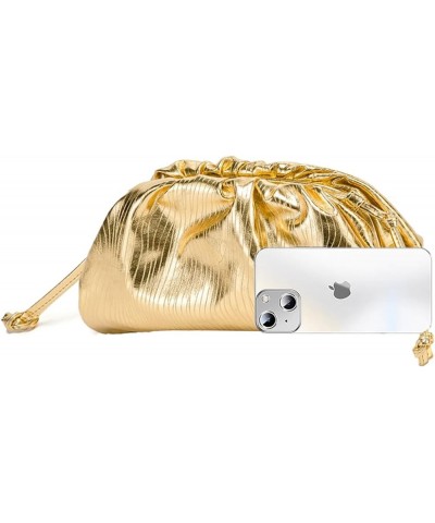 Women's Dumpling bag Crossbody Bag Ruched Cloud Purse Evening Bag Sparkly Handbag Shoulder Bag with Chain Gold $21.05 Evening...