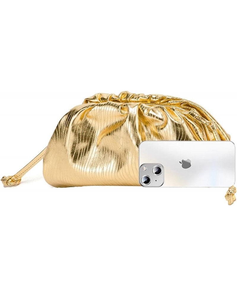 Women's Dumpling bag Crossbody Bag Ruched Cloud Purse Evening Bag Sparkly Handbag Shoulder Bag with Chain Gold $21.05 Evening...