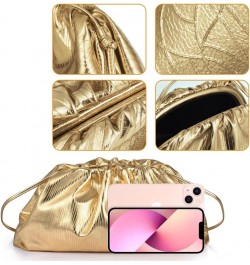 Women's Dumpling bag Crossbody Bag Ruched Cloud Purse Evening Bag Sparkly Handbag Shoulder Bag with Chain Gold $21.05 Evening...