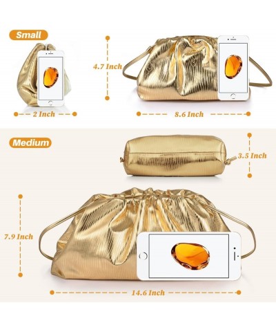 Women's Dumpling bag Crossbody Bag Ruched Cloud Purse Evening Bag Sparkly Handbag Shoulder Bag with Chain Gold $21.05 Evening...