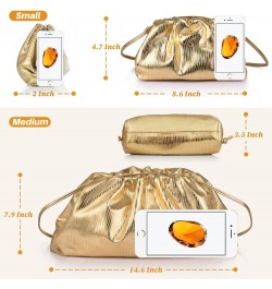 Women's Dumpling bag Crossbody Bag Ruched Cloud Purse Evening Bag Sparkly Handbag Shoulder Bag with Chain Gold $21.05 Evening...