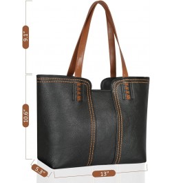 Women's Vegan Leather Tote Purses with Zipper Casual Shoulder Bags Large Capacity Handbags Three Chocolate $10.34 Totes