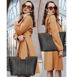 Women's Vegan Leather Tote Purses with Zipper Casual Shoulder Bags Large Capacity Handbags Three Chocolate $10.34 Totes