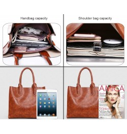 Women Handbags PU Leather Large Tote Shoulder Bag with Matching Wallet Messenger Bag with purses for Ladies 3 Pcs Set-Red Bla...