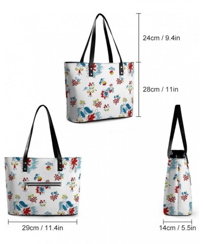 Womens Handbag Birds Pattern Leather Tote Bag Top Handle Satchel Bags For Lady $14.00 Totes