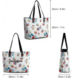 Womens Handbag Birds Pattern Leather Tote Bag Top Handle Satchel Bags For Lady $14.00 Totes