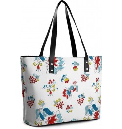 Womens Handbag Birds Pattern Leather Tote Bag Top Handle Satchel Bags For Lady $14.00 Totes