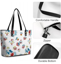 Womens Handbag Birds Pattern Leather Tote Bag Top Handle Satchel Bags For Lady $14.00 Totes