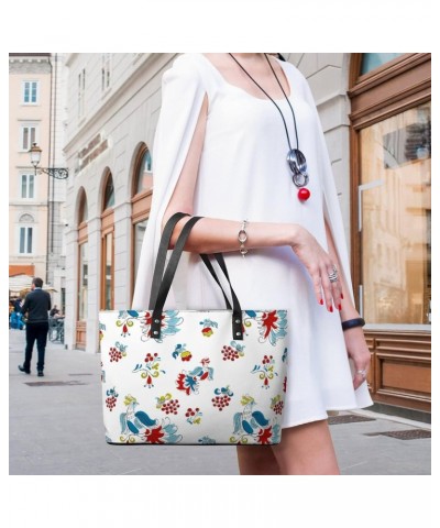 Womens Handbag Birds Pattern Leather Tote Bag Top Handle Satchel Bags For Lady $14.00 Totes