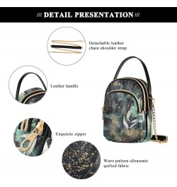 Floral Branch Nature Green Leaf Phone Sling Purse Small Quilted over Shoulder Handbag Leather Women Crossbody Purse Floral Br...