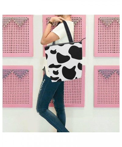 Tote Handbag for Women Tote Bag, Cow Background Canvas + leather Shoulder Bag, Hobo bag, Satchel Purse(226rh7c) $14.24 Totes