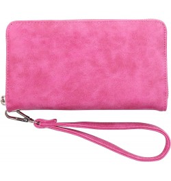 Faux Leather Ladies Purse Wallet With Wrist Strap Suede Finish Pink $23.75 Wallets