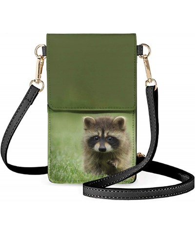 PU Leather Wallet Lightweight Cell Phone Crossbody Bag with Clear Window Shoulder Bag with Straps for Women Raccoon $10.56 Cr...