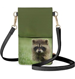 PU Leather Wallet Lightweight Cell Phone Crossbody Bag with Clear Window Shoulder Bag with Straps for Women Raccoon $10.56 Cr...