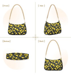 Yellow Flower Women Shoulder Bag Clutch Chain Purse Handbags with Zipper Pocket Tote Bag for Shopping Trip $12.60 Totes