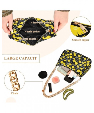 Yellow Flower Women Shoulder Bag Clutch Chain Purse Handbags with Zipper Pocket Tote Bag for Shopping Trip $12.60 Totes