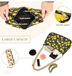 Yellow Flower Women Shoulder Bag Clutch Chain Purse Handbags with Zipper Pocket Tote Bag for Shopping Trip $12.60 Totes