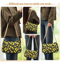 Yellow Flower Women Shoulder Bag Clutch Chain Purse Handbags with Zipper Pocket Tote Bag for Shopping Trip $12.60 Totes