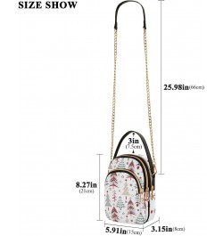 Cartoon Christmas Trees on White Womens Sling Backpack Crossbody Chain Shoulder Bags Waist Packs Multipurpose Handbags for Tr...