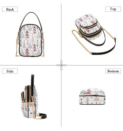 Cartoon Christmas Trees on White Womens Sling Backpack Crossbody Chain Shoulder Bags Waist Packs Multipurpose Handbags for Tr...