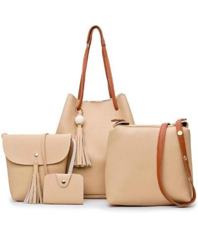 Womens 4 Pcs Lightweight Tote Work Bag Handbag and Purse Set 8color Khaki $24.35 Handbags