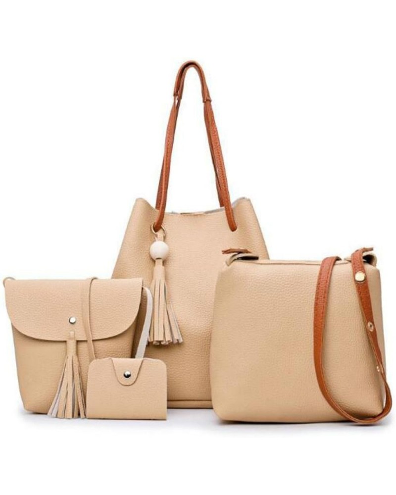 Womens 4 Pcs Lightweight Tote Work Bag Handbag and Purse Set 8color Khaki $24.35 Handbags