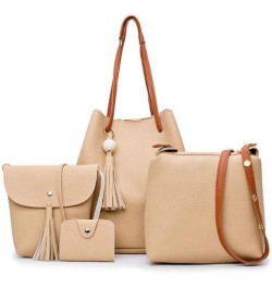 Womens 4 Pcs Lightweight Tote Work Bag Handbag and Purse Set 8color Khaki $24.35 Handbags