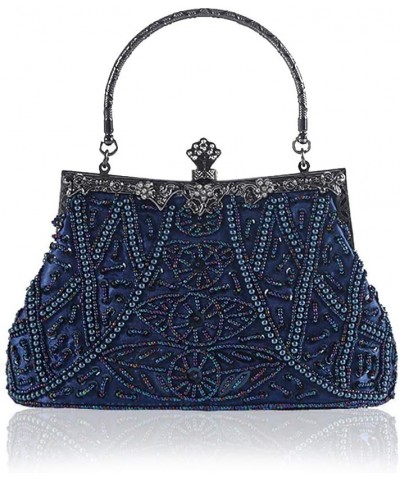 Vintage Beaded and Sequined Evening Bag for Women Formal Wedding Party Clutch Purse Blue $19.94 Evening Bags