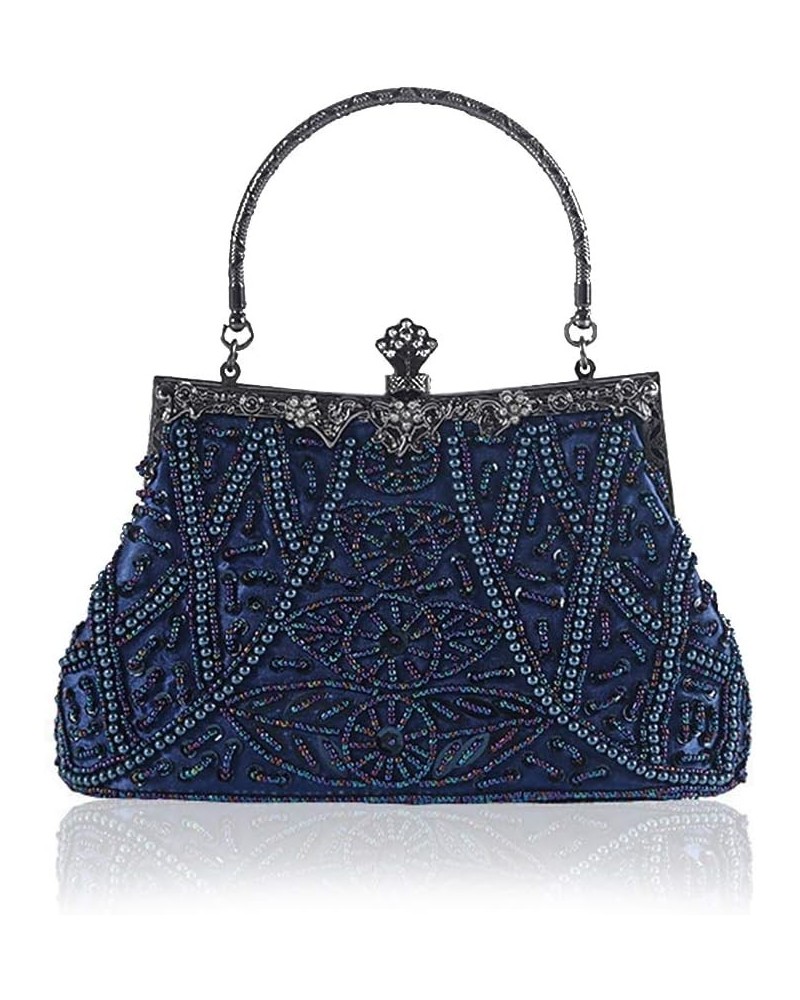 Vintage Beaded and Sequined Evening Bag for Women Formal Wedding Party Clutch Purse Blue $19.94 Evening Bags