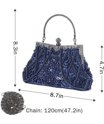 Vintage Beaded and Sequined Evening Bag for Women Formal Wedding Party Clutch Purse Blue $19.94 Evening Bags