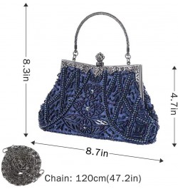 Vintage Beaded and Sequined Evening Bag for Women Formal Wedding Party Clutch Purse Blue $19.94 Evening Bags