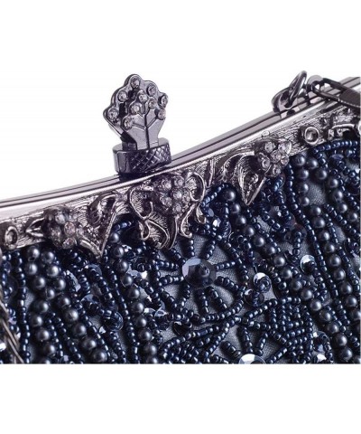 Vintage Beaded and Sequined Evening Bag for Women Formal Wedding Party Clutch Purse Blue $19.94 Evening Bags