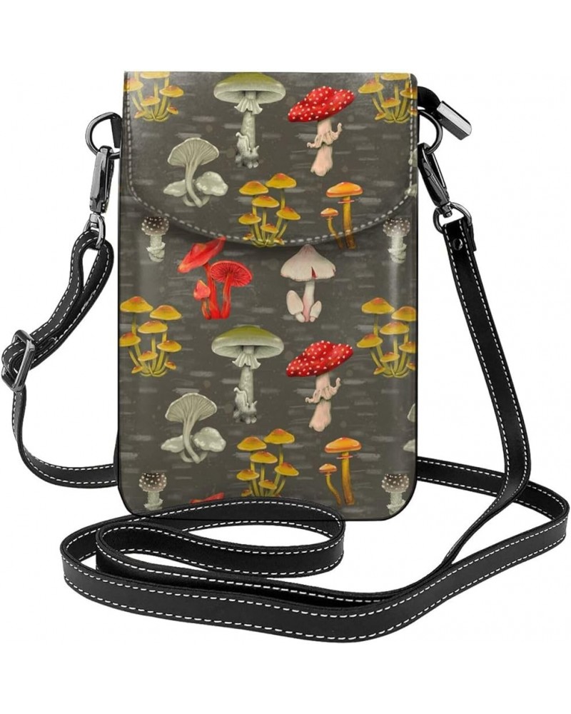 Crossbody Phone Bags for Women Leather Cell Phone Purse Lightweight Cell Phone Wallet Different Mushrooms $13.02 Crossbody Bags