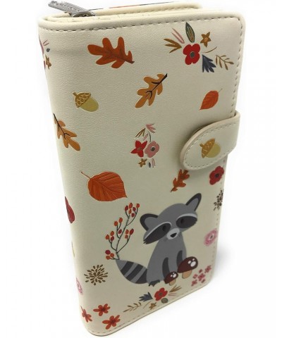 Raccoon Large Animal Wallet for Teen Girls and Women Vegan Leather 7" Tall Beige $14.00 Wallets