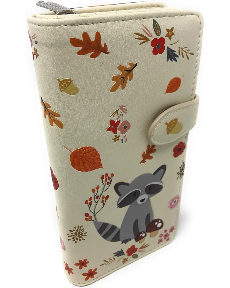 Raccoon Large Animal Wallet for Teen Girls and Women Vegan Leather 7" Tall Beige $14.00 Wallets