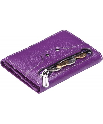 Small Leather Wallet for Women, Slim Compact Credit Card Holder RFID Blocking Wallets Organizer with Coin Pocket, Lichee Purp...