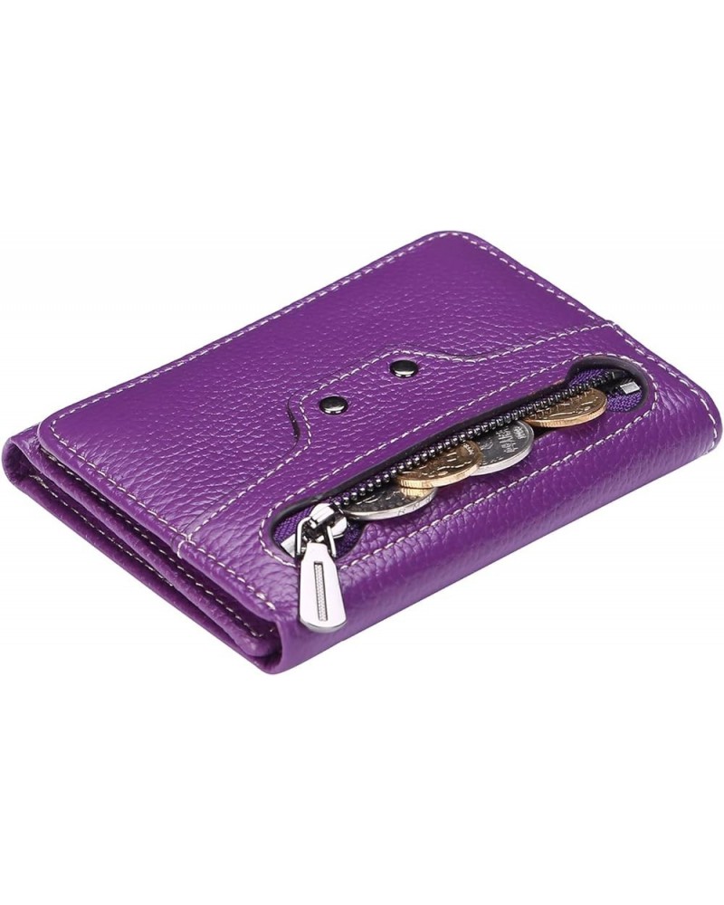 Small Leather Wallet for Women, Slim Compact Credit Card Holder RFID Blocking Wallets Organizer with Coin Pocket, Lichee Purp...