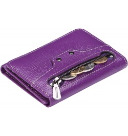 Small Leather Wallet for Women, Slim Compact Credit Card Holder RFID Blocking Wallets Organizer with Coin Pocket, Lichee Purp...