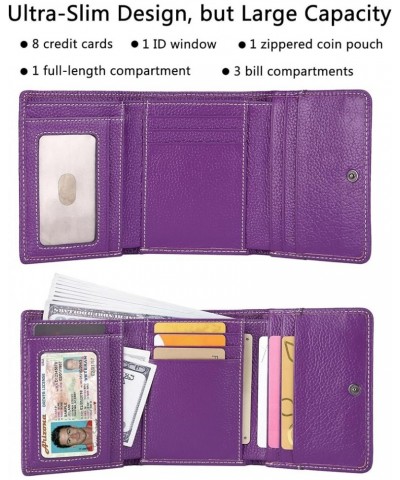 Small Leather Wallet for Women, Slim Compact Credit Card Holder RFID Blocking Wallets Organizer with Coin Pocket, Lichee Purp...