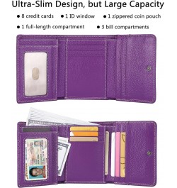 Small Leather Wallet for Women, Slim Compact Credit Card Holder RFID Blocking Wallets Organizer with Coin Pocket, Lichee Purp...