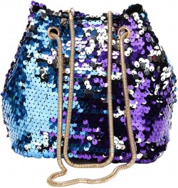 2pcs Mini Women's Shoulder Crossbody Chain Bag Sequin Blue Bucket Blue $10.44 Crossbody Bags