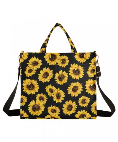 Women Sunflower Corduroy Tote Bag Casual Handbags Fashion Shoulder Hobo bag Travel Shopping Work Crossbody Bag S $12.96 Totes