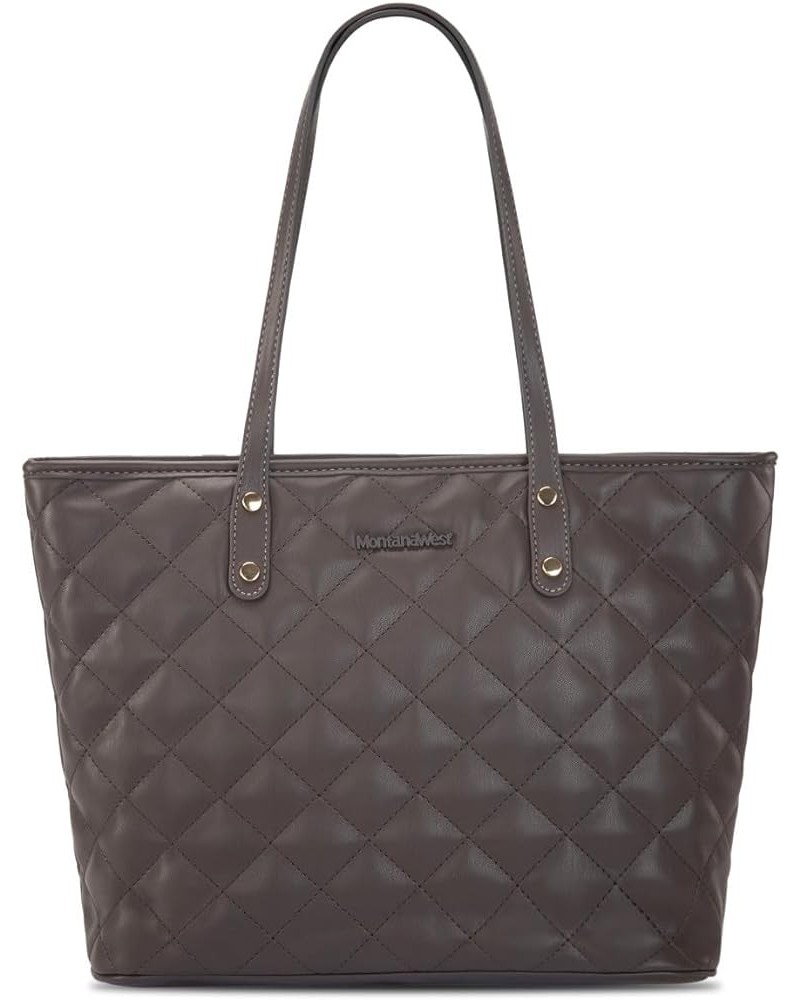 Quilted Handbag for Women Tote Purse Shoulder Bag Large Fashion Hobo Purse Quilted Brown Coffee $12.41 Totes